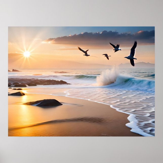 Moldado de Poster Art Beach Sunset (Frente)