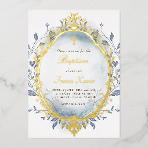 moldura azul de prata inverno Batismo