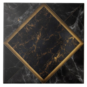 Moldura de Diamante Mármore Preto e Dourado