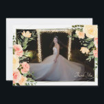 Moldura de Rosas Amarelas Cartão de Foto de Agrade<br><div class="desc">Uma linda aguarela floral com rosas amarelas e cor de pêssego. Basta adicionar sua foto favorita para torná-la sua. Espaço amplo no verso para suas mensagens. (Vector criado por asrulaqroni - www.freepik.com). O cartão é fácil de personalizar com sua mensagem, fonte, cor da fonte, opções de forma de papel e...</div>