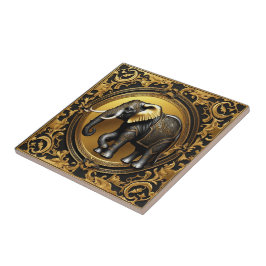 Moldura decorativa de ouro elefante