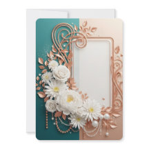 Moldura em Ouro Rosa com Floral Branco Elegante