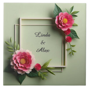 Moldura Floral com Flores Rosas