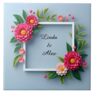 Moldura Floral com Flores Rosas