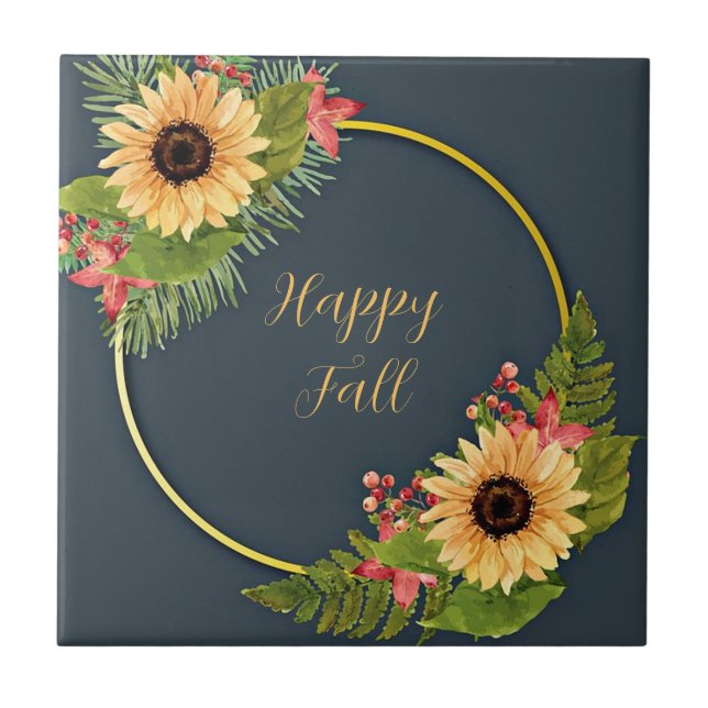 Moldura floral de outono com texto personalizável  (Frente)