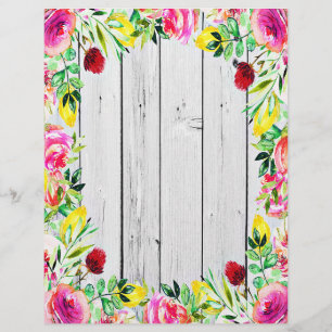 Moldura floral rosa e amarela em madeira