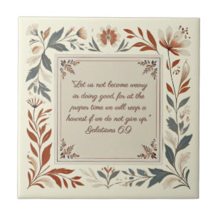 Moldura Floral Rústica em Creme Versículo da Bíbli