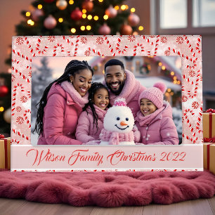 Moldura Magnética Candy Cane rosa Natal