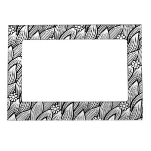 Moldura Magnética Floral de Daisy Hippie Preto-Branco e Cinto