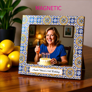 Moldura Magnética Texto personalizado 💙 Azulejos azuis lindos