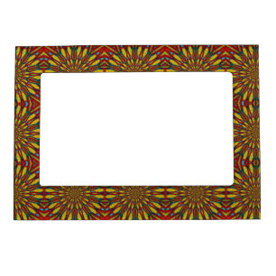 Moldura Magnética Tribal Floral Amarelo e Vermelho abstrato
