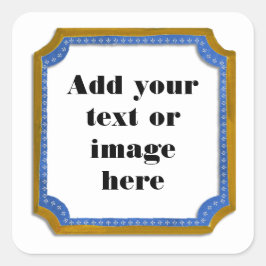 Moldura Marrom e Azul Adicione o seu Texto Adesivo