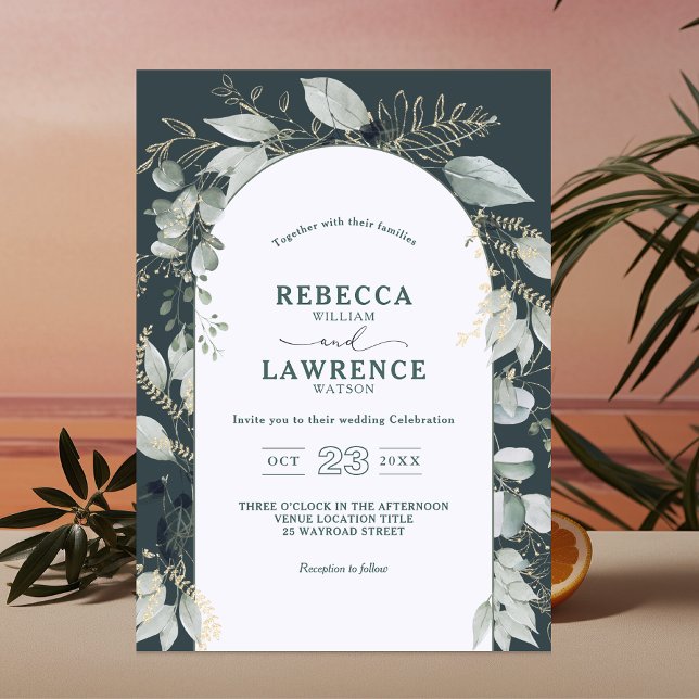 Moldura moderna verde deixa convites para casament (Criador carregado)