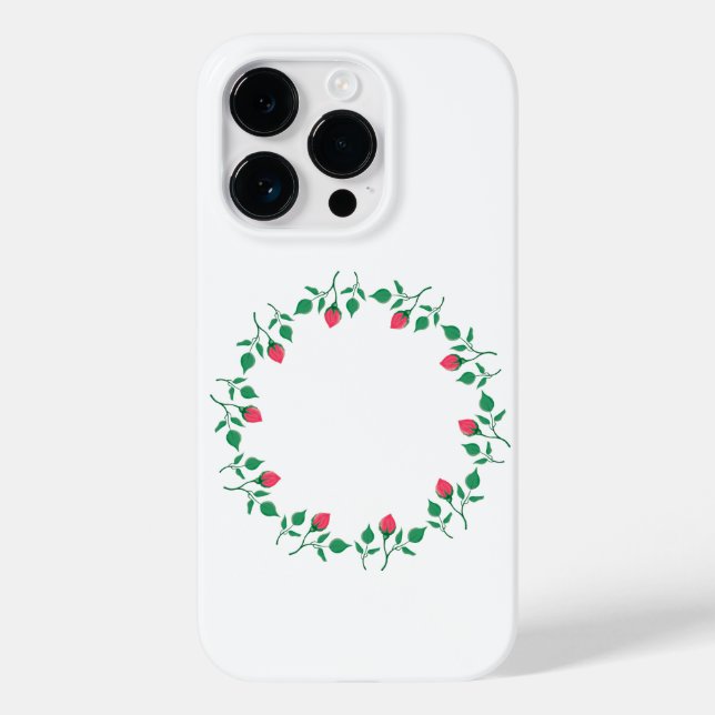 Moldura redonda floreada com flores rosa cor-de-ro (Verso)