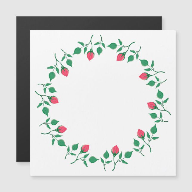 Moldura redonda floreada com flores rosa cor-de-ro (Frente/Verso)