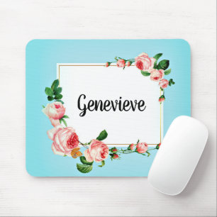 Moldura Rosa Azul Seu Nome País Mousepad