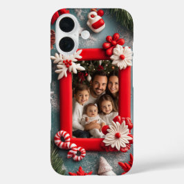 Moldura Vermelha de Natal para Foto Personalizável