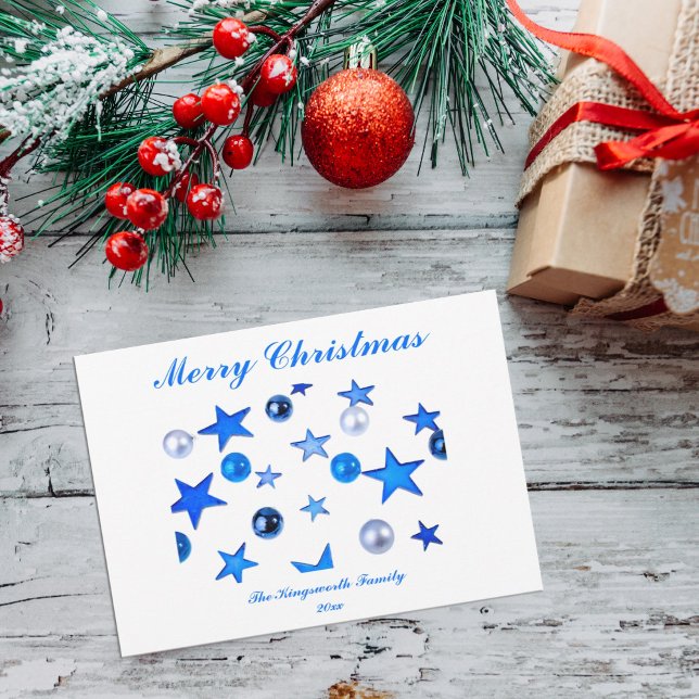 Molduras azuis de decoração de Natal com cartão de (Criador carregado)