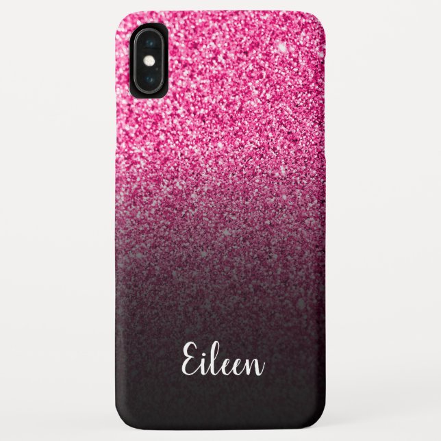 Mole Negra Glitter Rosa Quente Personalizada (Verso)