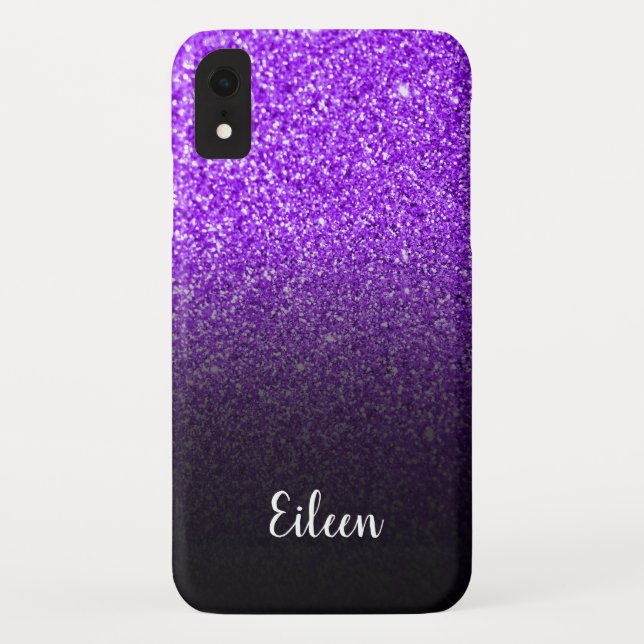 Mole Negra Glitter Roxo Personalizada (Verso)