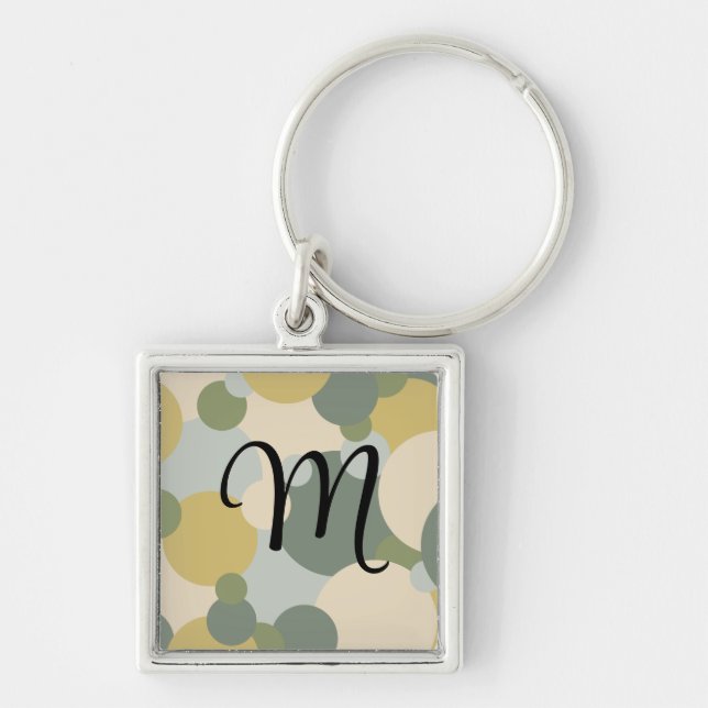 Moléculas verdes-amarelas personalizadas chaveiro (Frente)