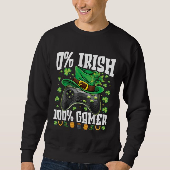 Moletom 0 Irish 100 Gamer  St Patricks Day Video Games Boy (Frente)