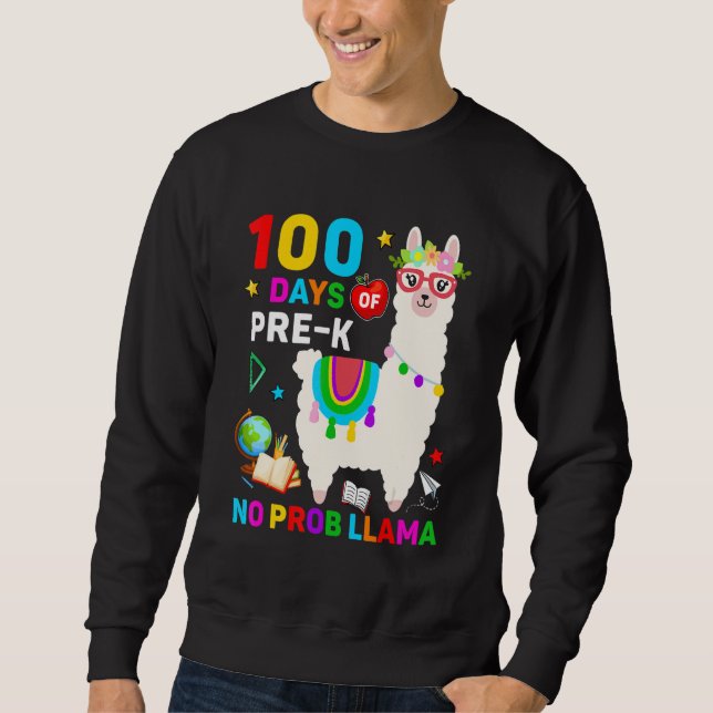 Moletom 100º Dia de Escola Sem Prob Llama 100 Dias de Pré- (Frente)