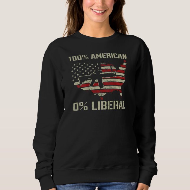 Moletom 100 American 0 Liberal  AR15 Pro Gun USA Flag ON B (Frente)