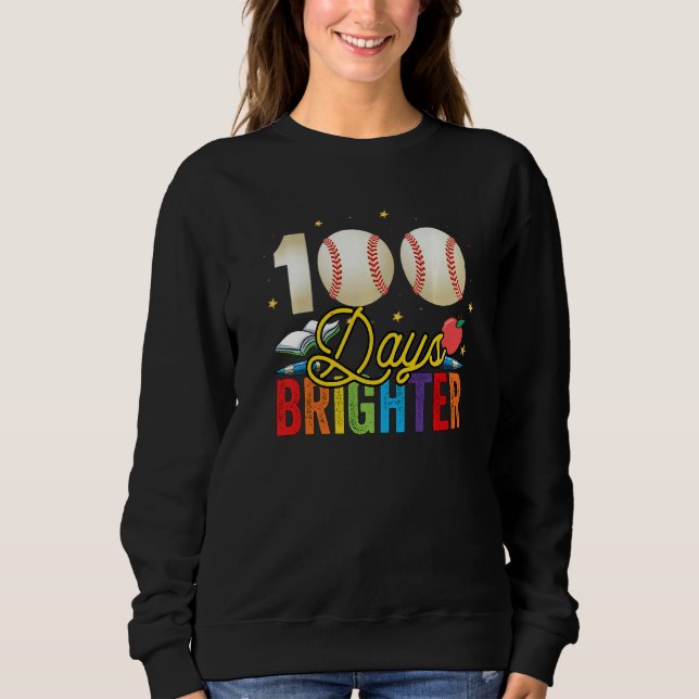Moletom 100 Days Brighter Baseball For Teachers And Kids S (Frente)