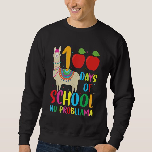 Moletom 100 Days Llama Alpaca Pun Meme Sarcastic 100th Day (Frente)