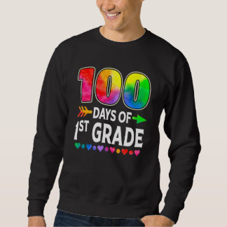 Moletom 100 Days Of 1st Grade Heart Tie Dye 100th Day Of S