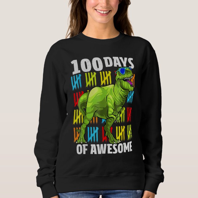 Moletom 100 Days of Awesome Dinosaur Rex Boys 100th Day Of (Frente)
