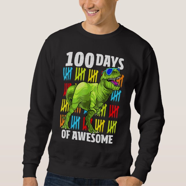 Moletom 100 Days of Awesome Dinosaur Rex Boys 100th Day Of (Frente)