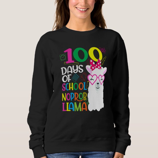 Moletom 100 Days of Kindergarten No Probllama Llama Teache (Frente)