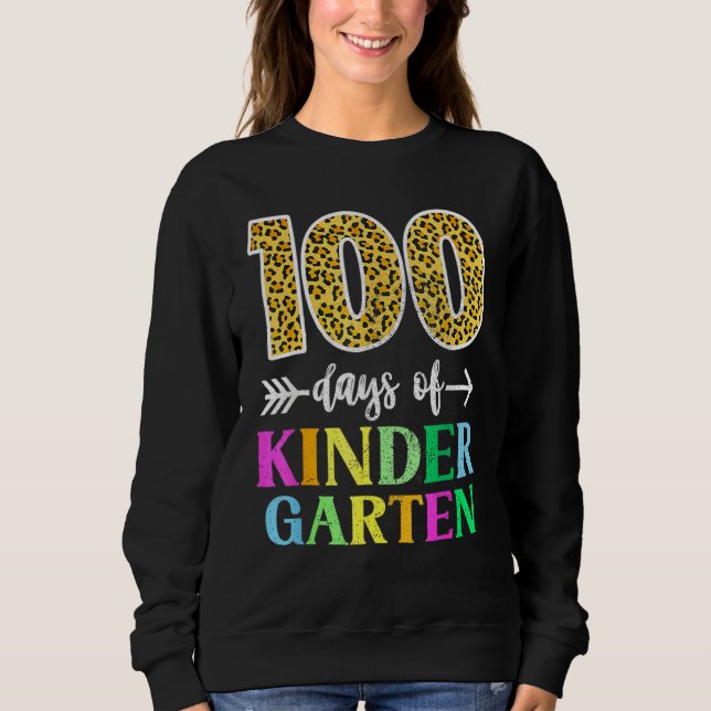 Moletom 100 Days Of Kindergarten School Teacher Leopard 10 (Frente)