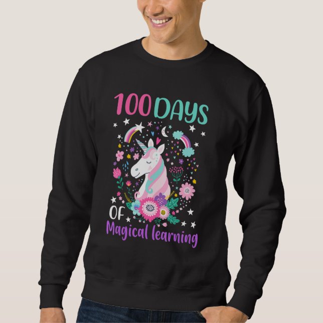 Moletom 100 Days Of Magical Learning 100th Day Of School U (Frente)