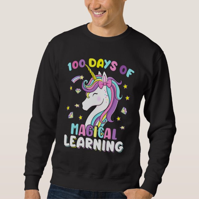 Moletom 100 Days Of Magical Learning Unicorn 100th Day Sch (Frente)