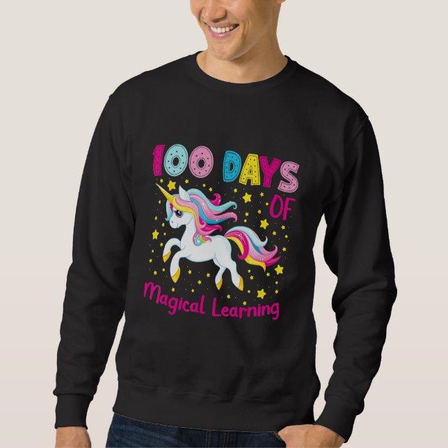Moletom 100 Days of Magical Learning Unicorn Girls 100th D (Frente)