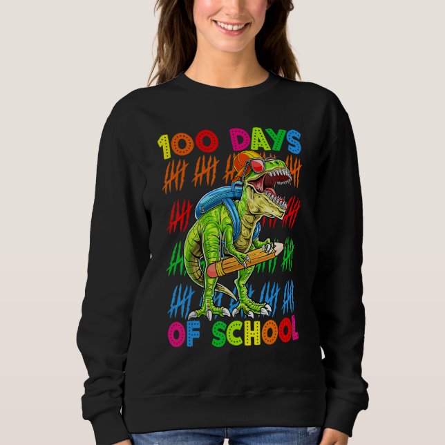 Moletom 100 Days Of School 100th Day Dinosaur Trex Pencil (Frente)