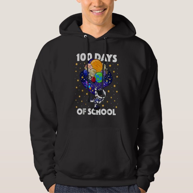 Moletom 100 Days Of School Astronaut Outer Space Boys Kids (Frente)