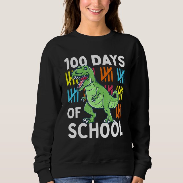 Moletom 100 Days Of School Boys Dinosaur 100th Day Dino (Frente)