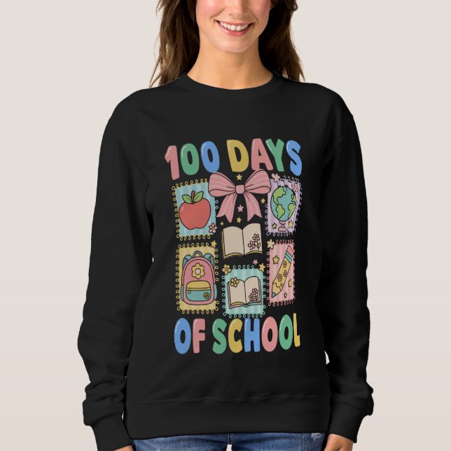 Moletom 100 Days of School Coquette 100 Days Smarter 100th (Frente)
