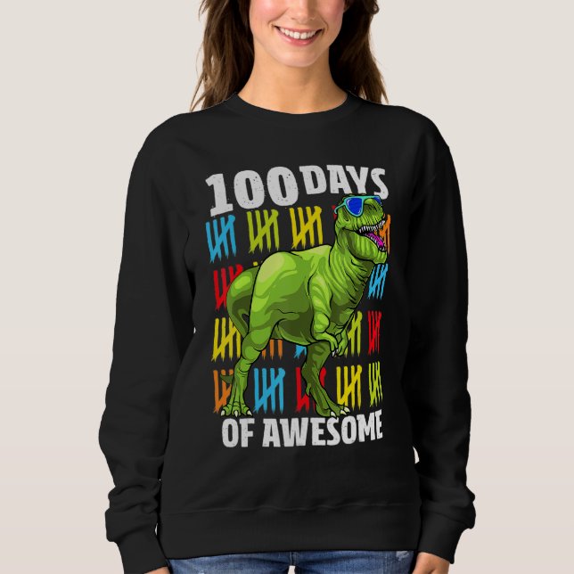 Moletom 100 Days Of School Dinosaur Rex Dino Kids Boys 100 (Frente)