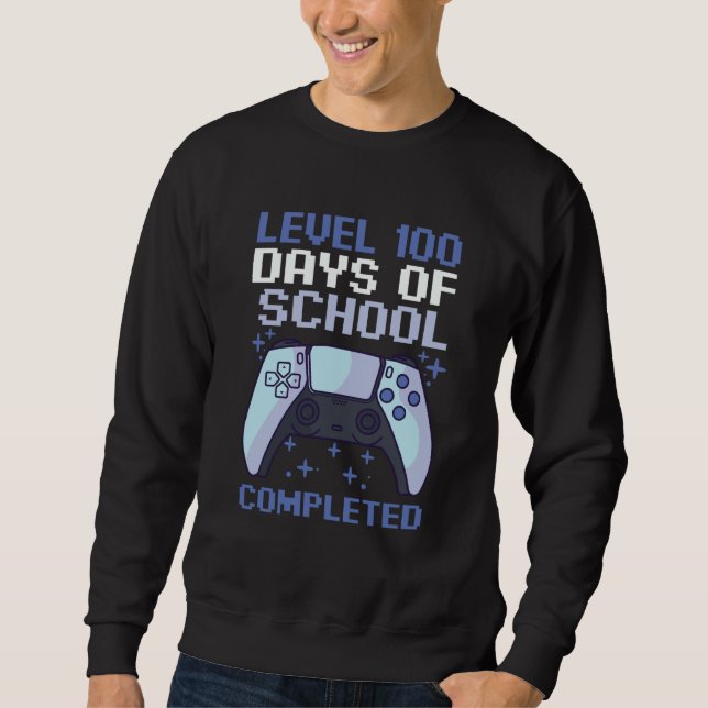 Moletom 100 Days Of School For Boys Level Completed Gamer (Frente)