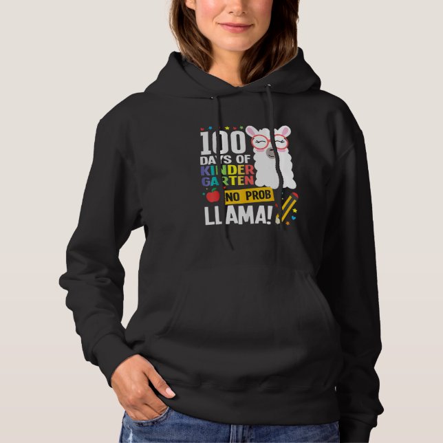 Moletom 100 Days Of School Kindergarten Llama Girl Boy No  (Frente)