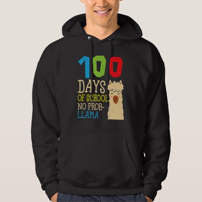 Moletom 100 Days Of School No Prob-llama Cute Alpaca Stude (Frente)