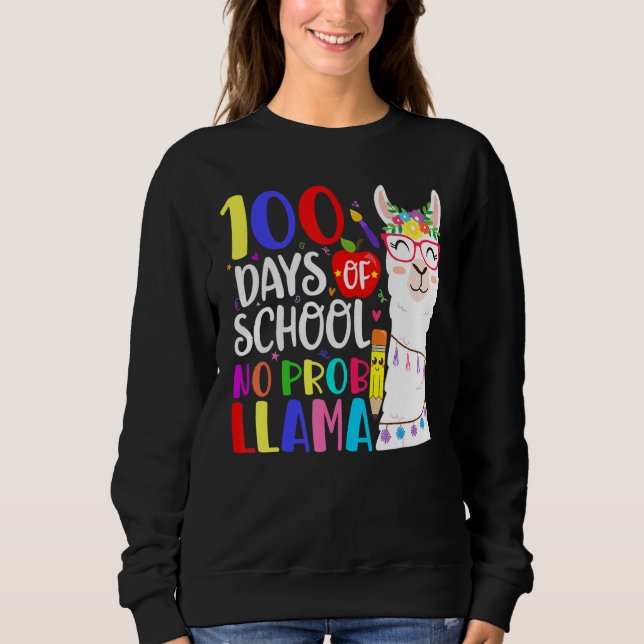 Moletom 100 Days Of School No Prob Llama Llama Teacher 100 (Frente)