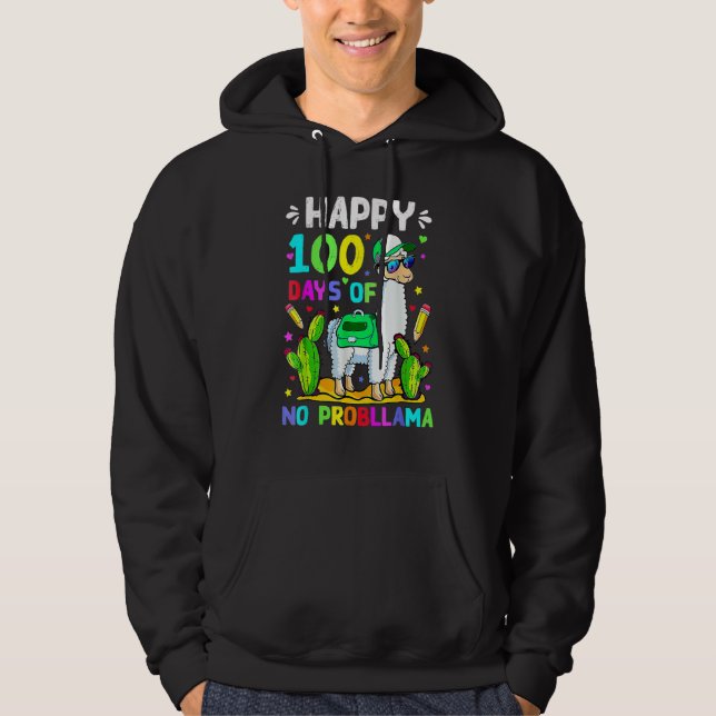Moletom 100 Days Of School No Prob Llama Llama Teacher 100 (Frente)