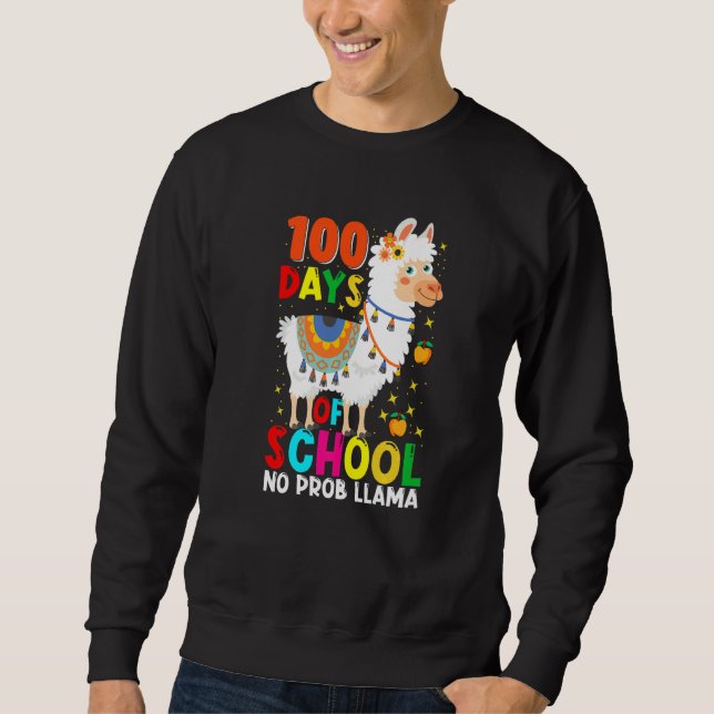 Moletom 100 Days Of School No Prob-llama Llama Teacher And (Frente)