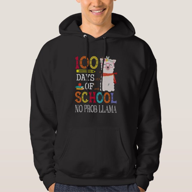 Moletom 100 Days Of School No Prob llama   Llama Teacher G (Frente)